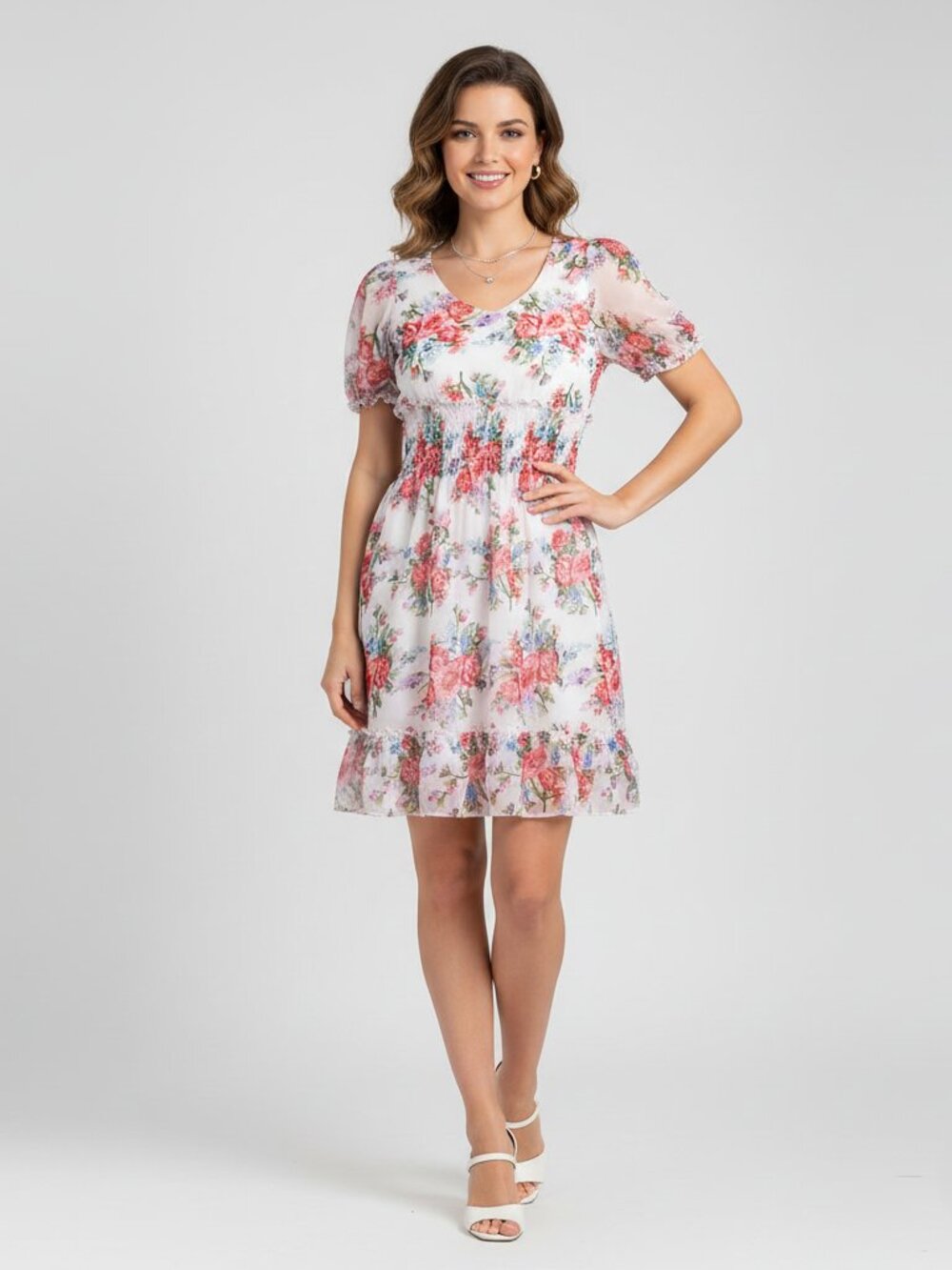 Beautiful Light  Floral Flowy Dress Spring Elegant Garden Dress